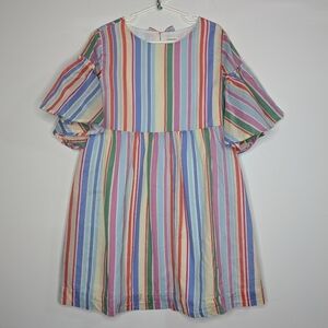 ✨3/$15 Crewcuts pink blue cream striped short sleeve dress 7